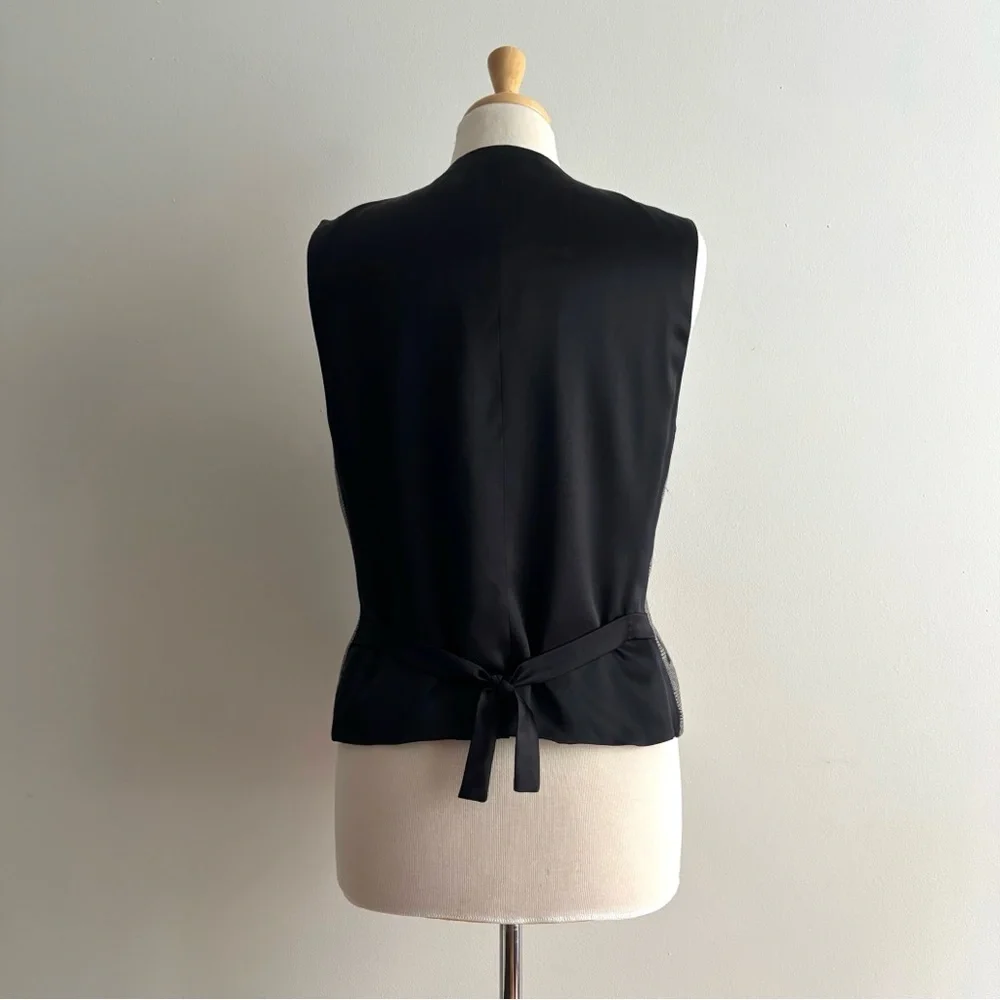 Vintage 90s ESCADA Silk and Wool Houndstooth Check Vest Waistcoat 38 - Picture 6 of 11